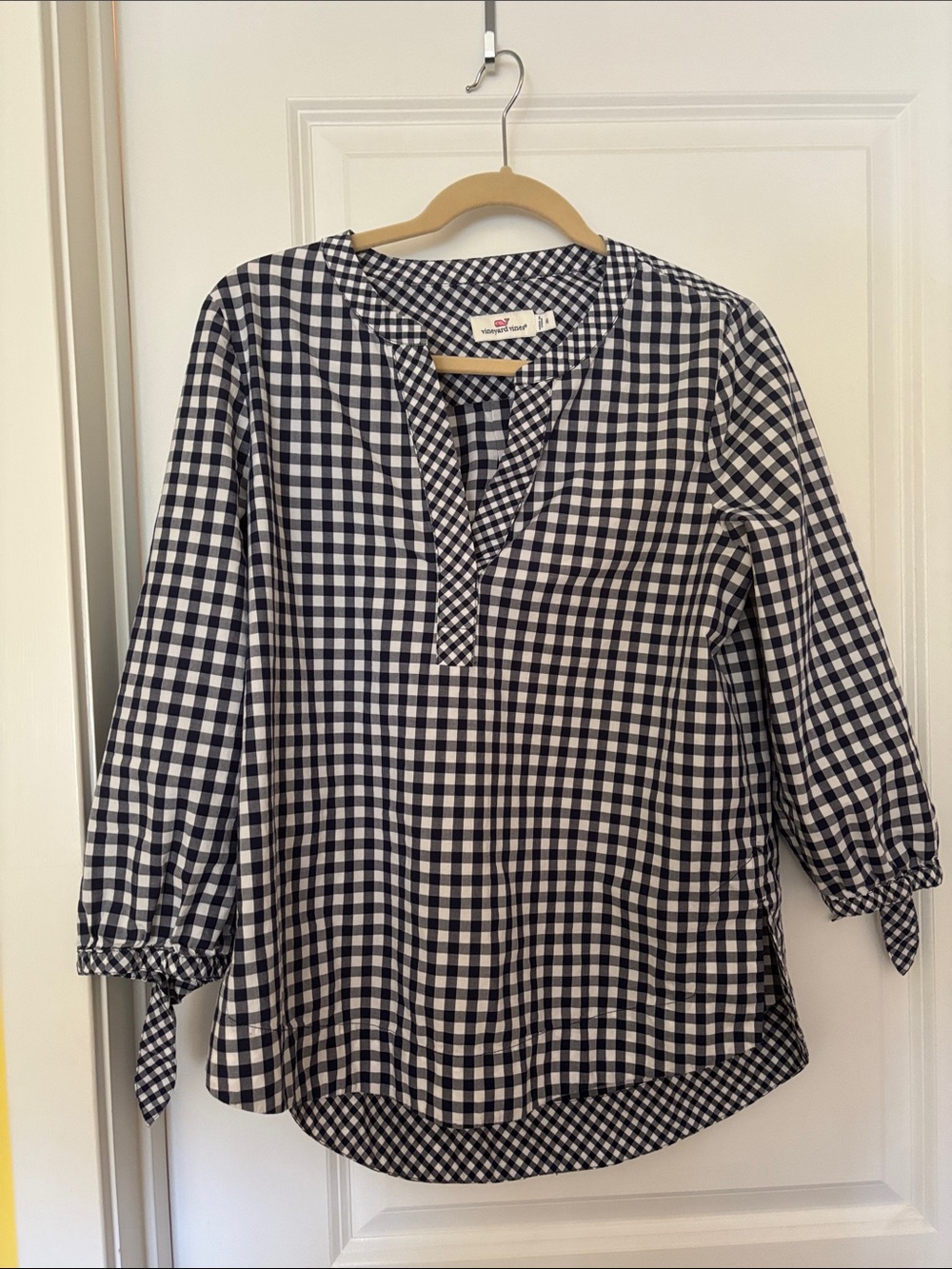 Vineyard Vines Black and White Gingham Tunic Blouse